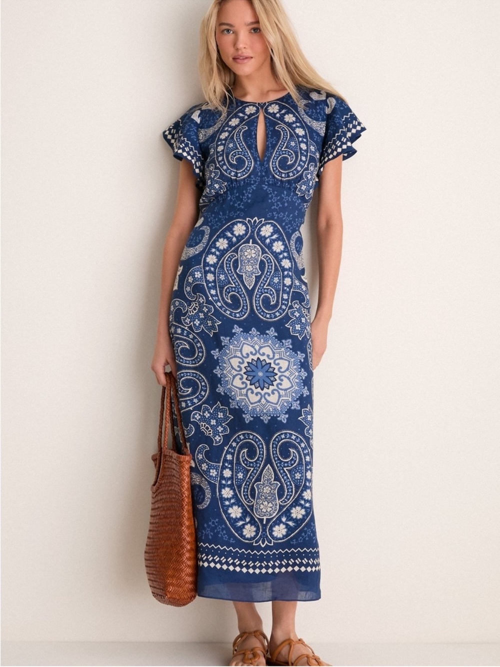 NWOT Sea New York Navy Emelina Print Midi Dress
